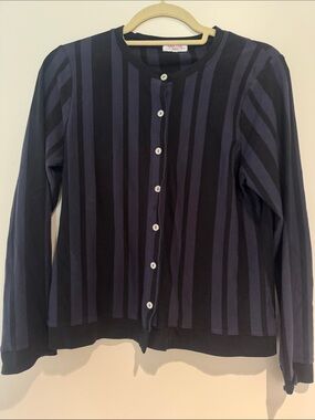 Goldie Striped Navy and Black Button-Front Women's Cotton button down